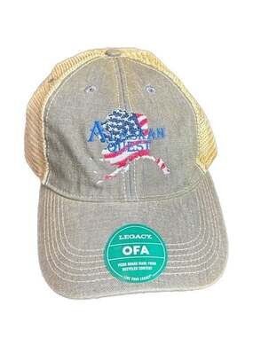 New Legacy Old Favorite Alaskan Quest American Flag Trucker Hat Olive